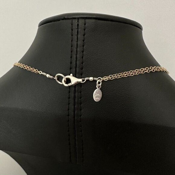 Sterling Silver Interlocking Double Open Circle Chain Necklace signed AS Gold - Picture 4 of 5